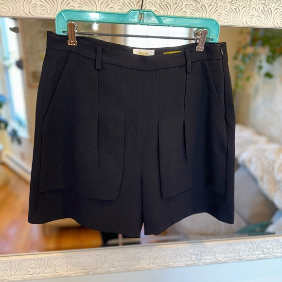 NWT Anthropologie Super High Waist/Rise Black Pleated External Pockets Shorts 12 - Picture 10 of 12